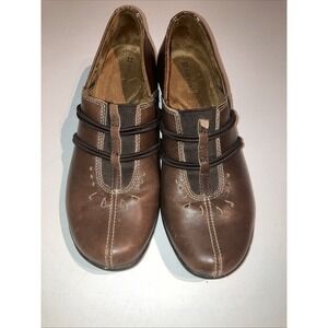 Naturalizer Nasan Sz 7.5 Brown Leather Casual Loafers Bungee Slip On Shoes